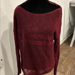 American Eagle Outfitters Maroon Off-the-Shoulder Sweater